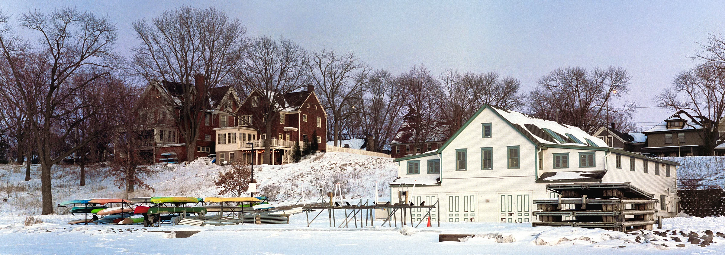 Mendota Rowing Club boathouse at dawn